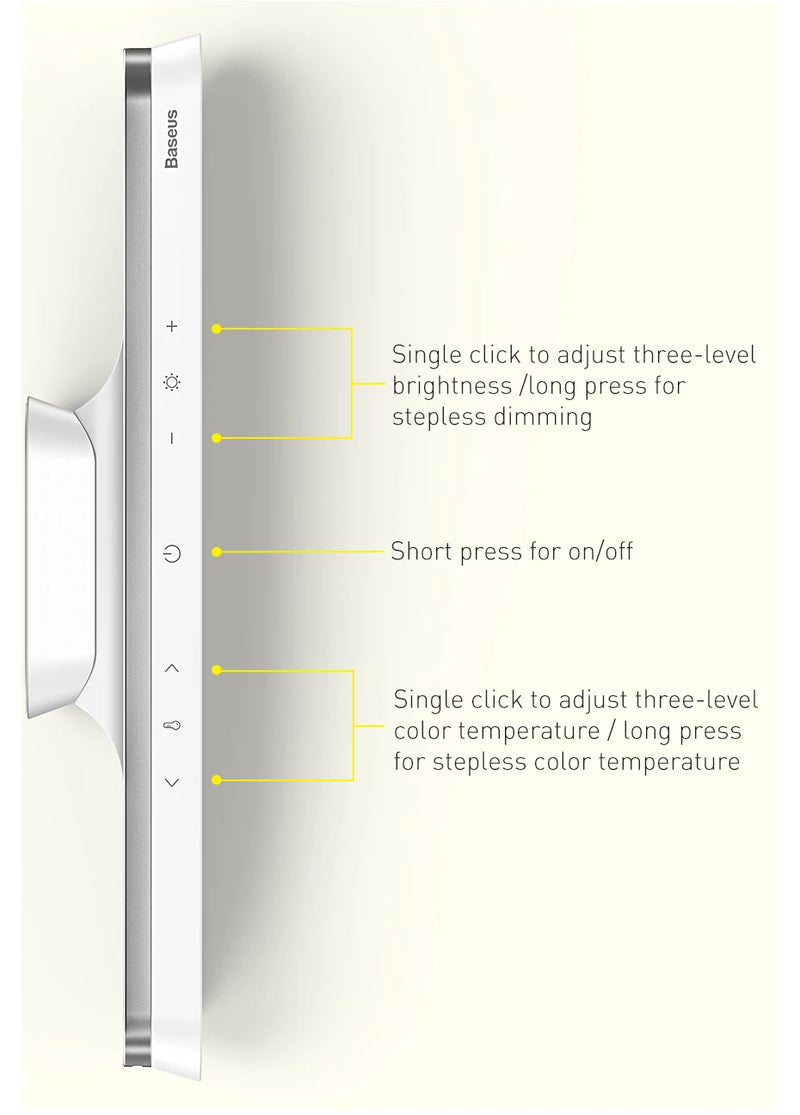 Baseus Magnetic Desk Lamp Hanging LED Table Lamp Chargeable Stepless Dimming Cabinet Night Light Closet Wardrobe Study Read Lamp