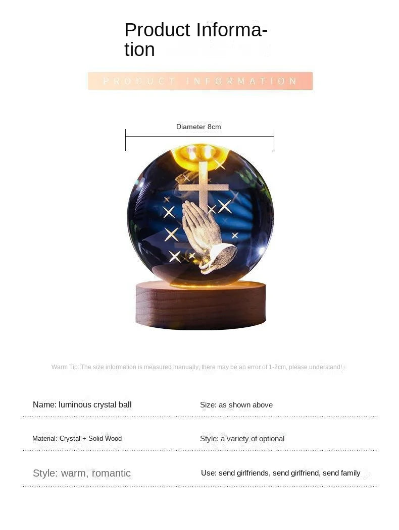 Divine Glow 3D: Jesus Crystal Night Light