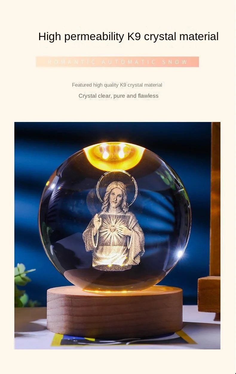 Divine Glow 3D: Jesus Crystal Night Light