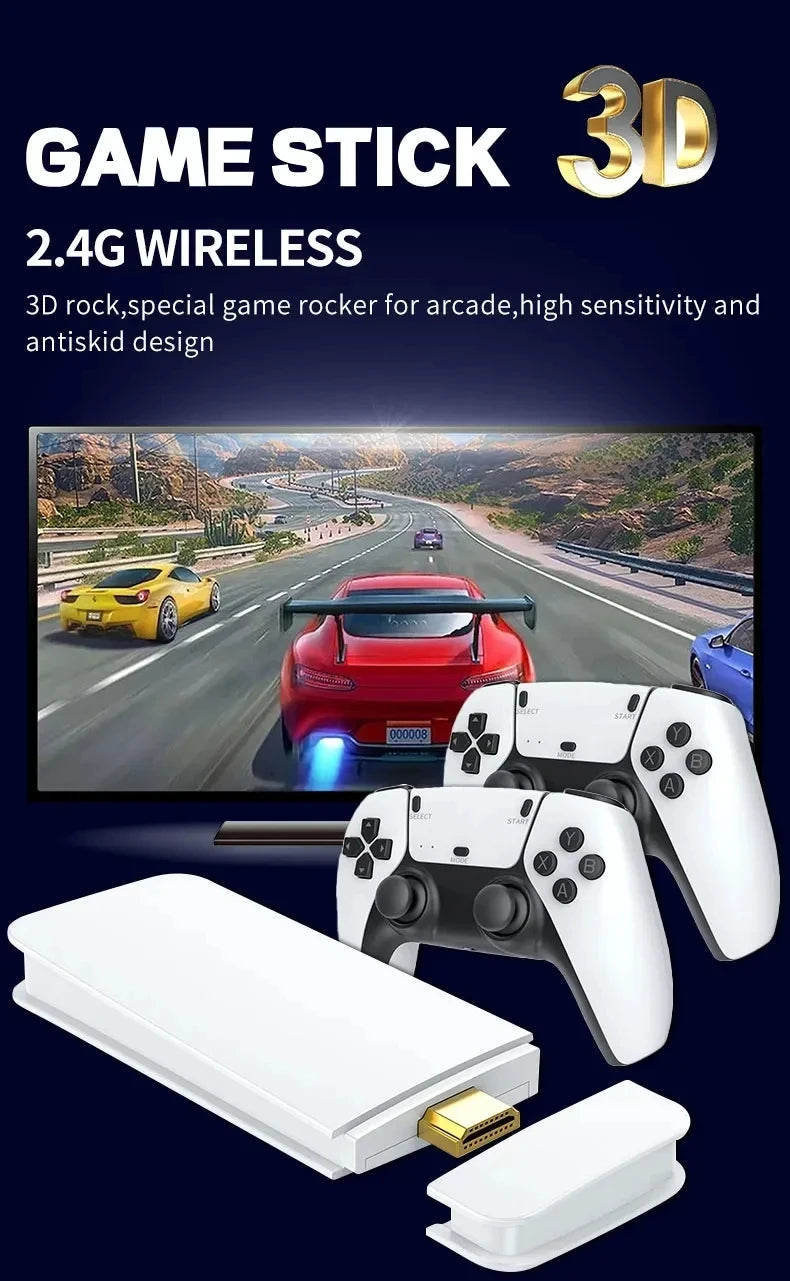 M15 Game Stick Mini TV Handheld Game Console Wireless Gamepads Video Game 64G 20000+ Retro Game HD Output Two-player for PS1 Etc