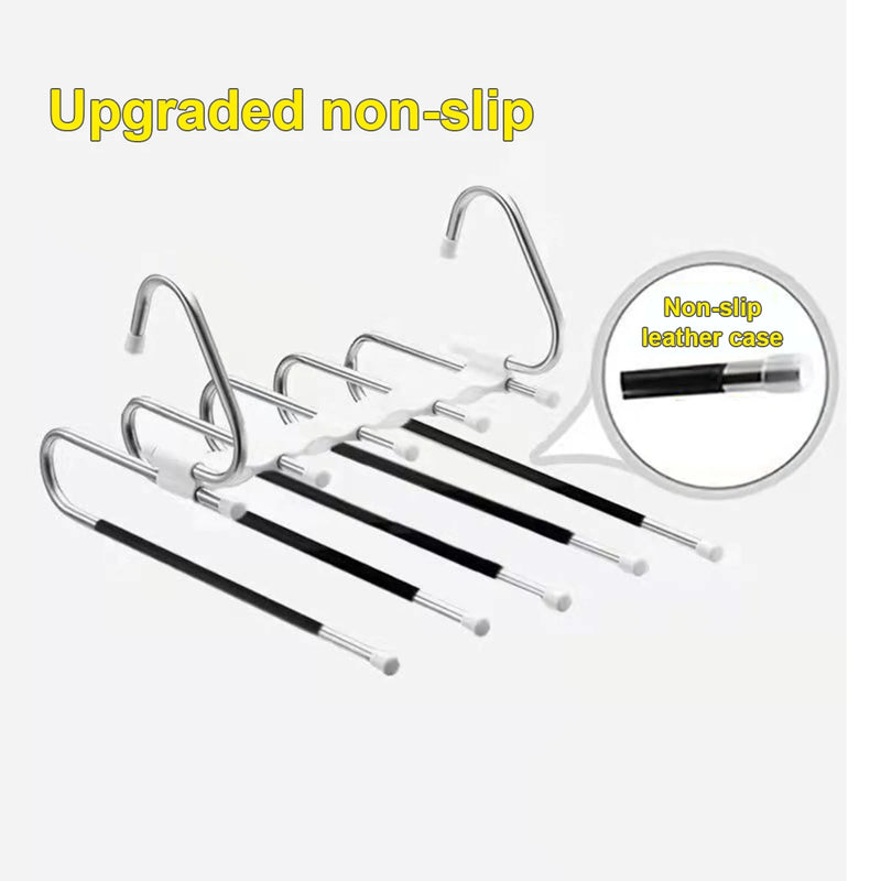 Stainless Steel Retractable Trouser Rack Folding Multi-functional Multi-layer Hanger Home Storage Clothes Drying Rack