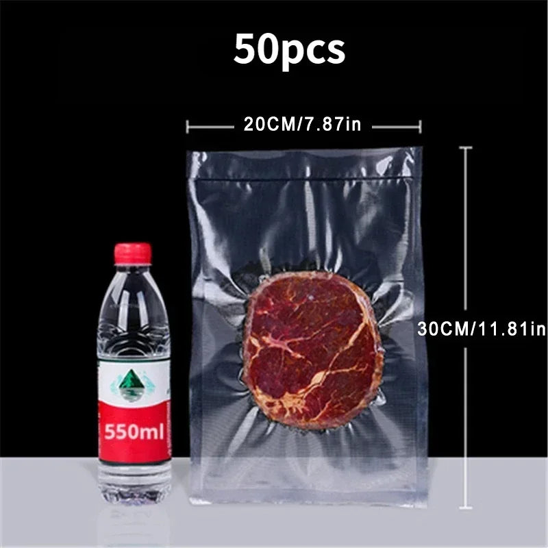 50pcs/Lot BPA-Free Food Vacuum Plastic Sealing Bags Food Preservation Sealed Bag Household Reusable Vacuum Sealer Bag