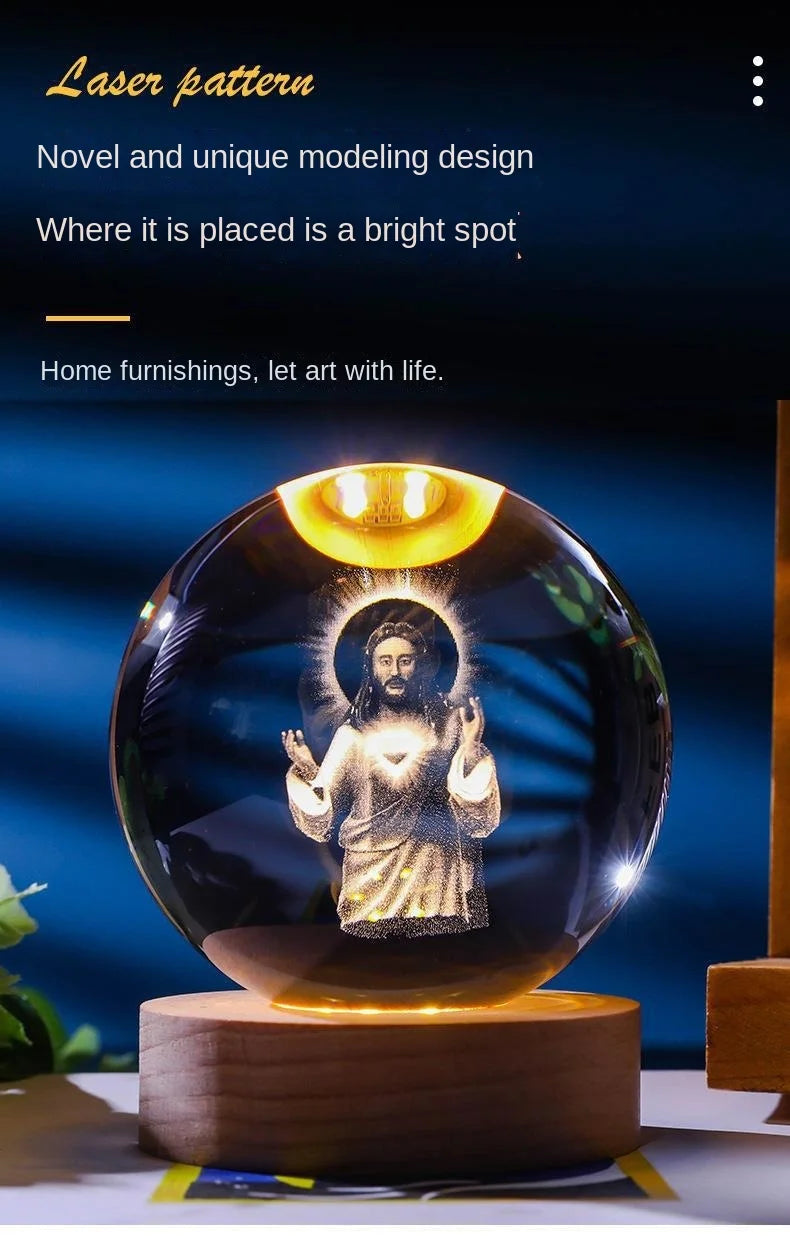 Divine Glow 3D: Jesus Crystal Night Light