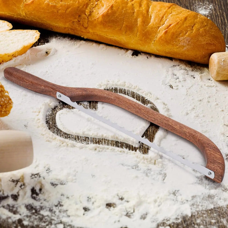 Wooden Bread Knife Slicer Premium Stainless Steel Serrated Saw Bread Cutter for Homemade Bread Bagels Baguettes Serrated Knife