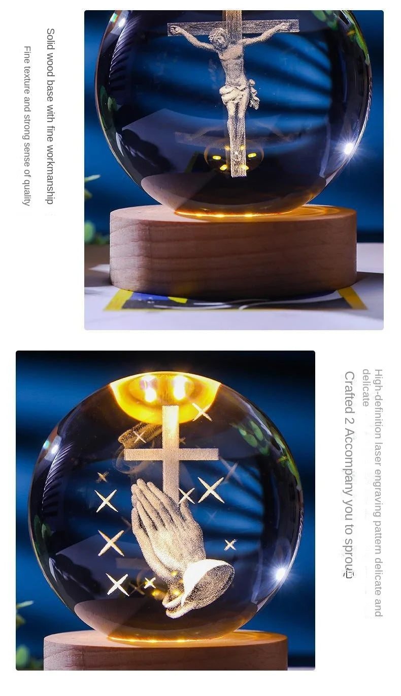 Divine Glow 3D: Jesus Crystal Night Light