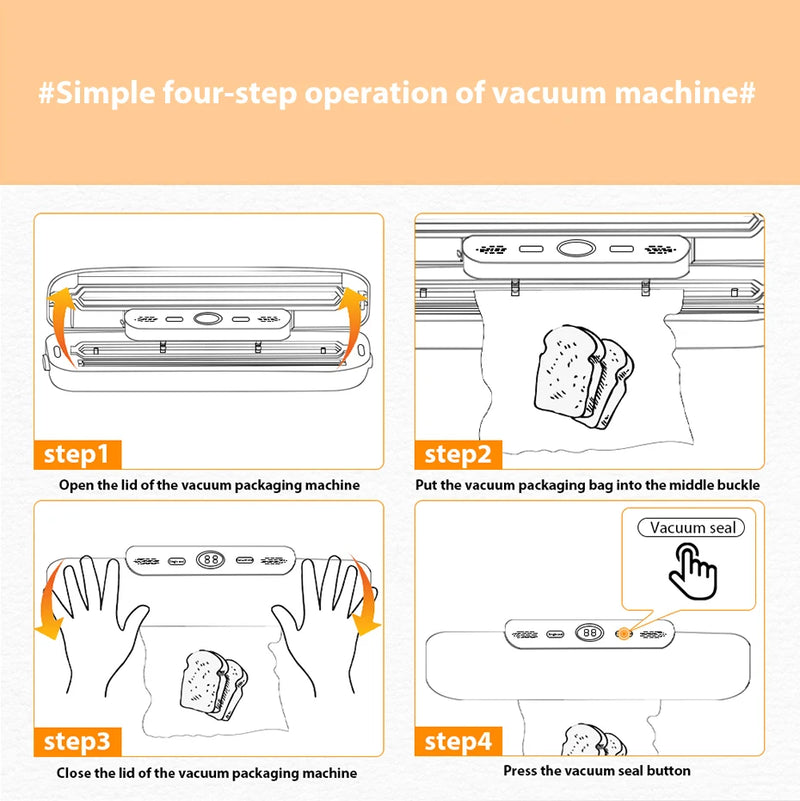 saengQ Vacuum Sealer Packaging Machine Food Vacuum Sealer With Free 10pcs Vacuum Bags Household Vacuum Food Sealing