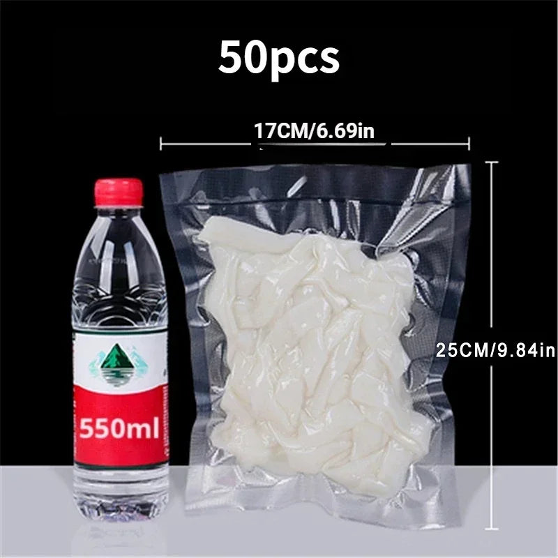 50pcs/Lot BPA-Free Food Vacuum Plastic Sealing Bags Food Preservation Sealed Bag Household Reusable Vacuum Sealer Bag