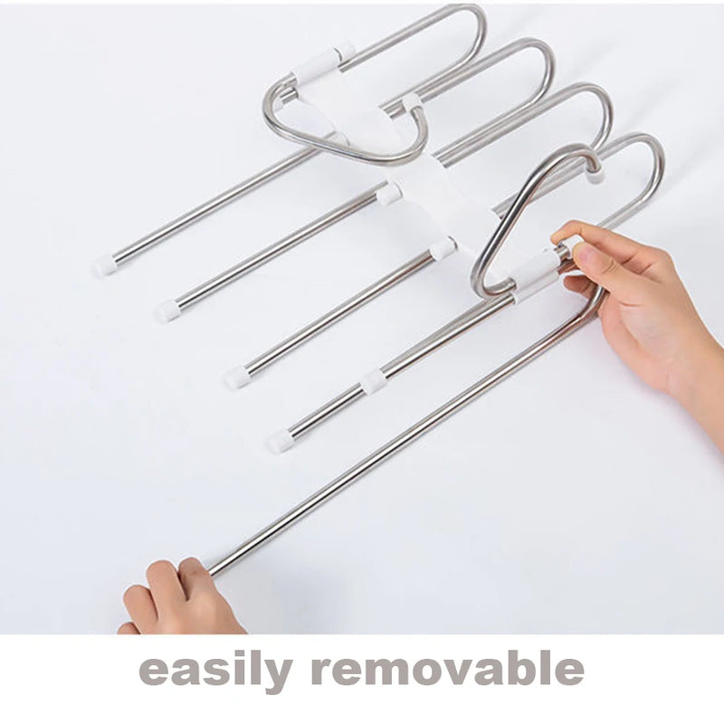 Stainless Steel Retractable Trouser Rack Folding Multi-functional Multi-layer Hanger Home Storage Clothes Drying Rack