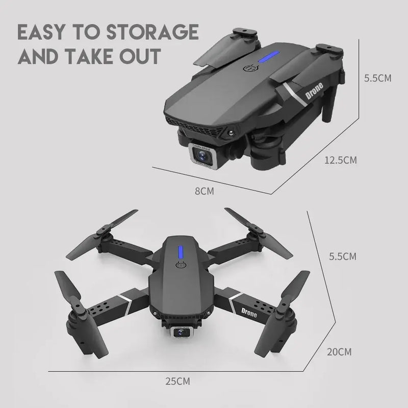 2024 E88Pro RC Drone 4K 1080P Wide Angle HD Camera Foldable Helicopter WIFI FPV Height Hold Gift Toy