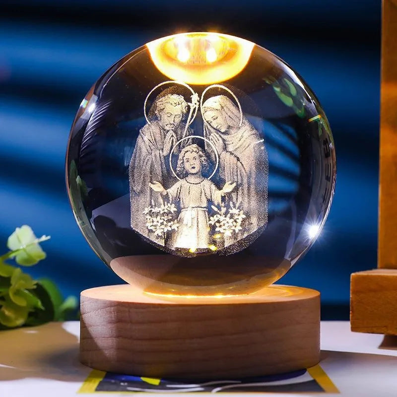 Divine Glow 3D: Jesus Crystal Night Light