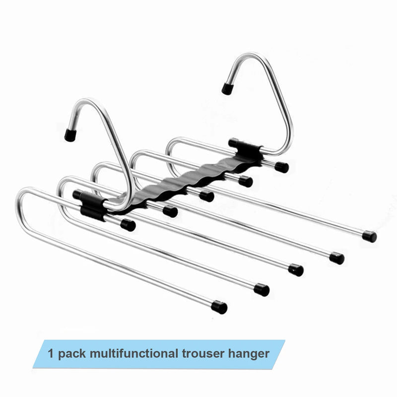 Stainless Steel Retractable Trouser Rack Folding Multi-functional Multi-layer Hanger Home Storage Clothes Drying Rack