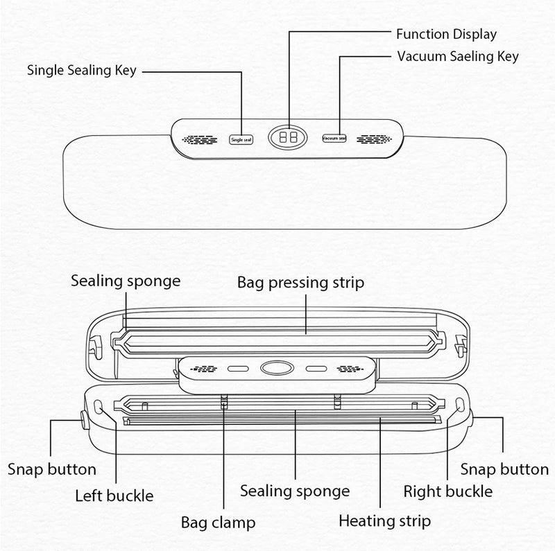 saengQ Vacuum Sealer Packaging Machine Food Vacuum Sealer With Free 10pcs Vacuum Bags Household Vacuum Food Sealing