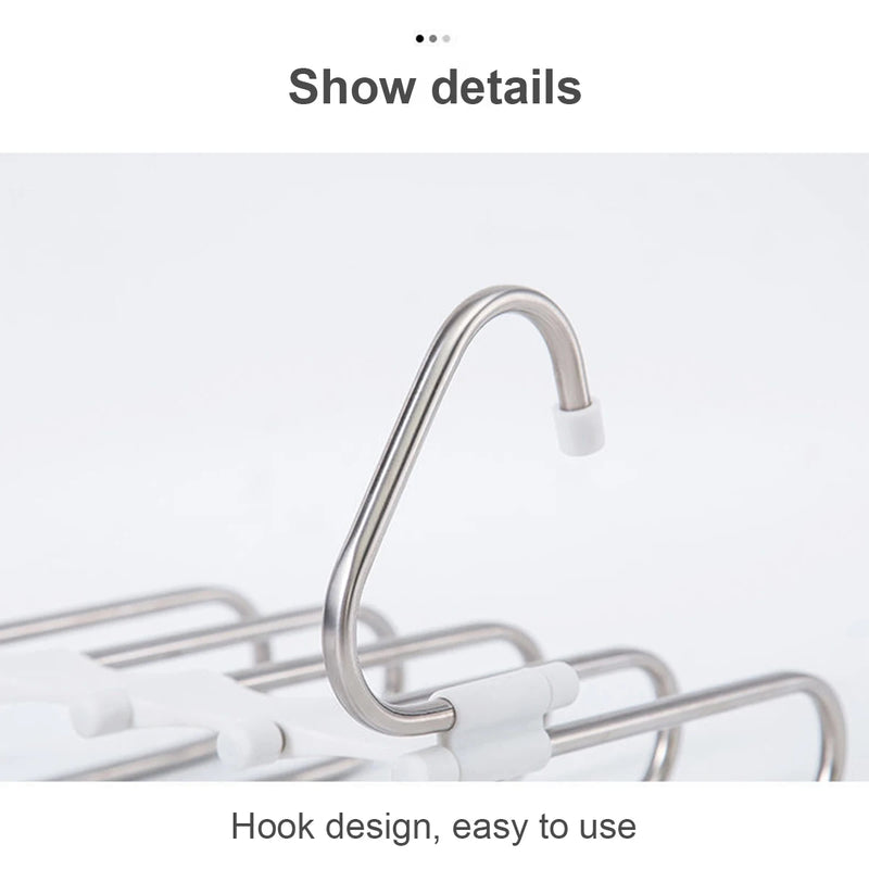 Stainless Steel Retractable Trouser Rack Folding Multi-functional Multi-layer Hanger Home Storage Clothes Drying Rack