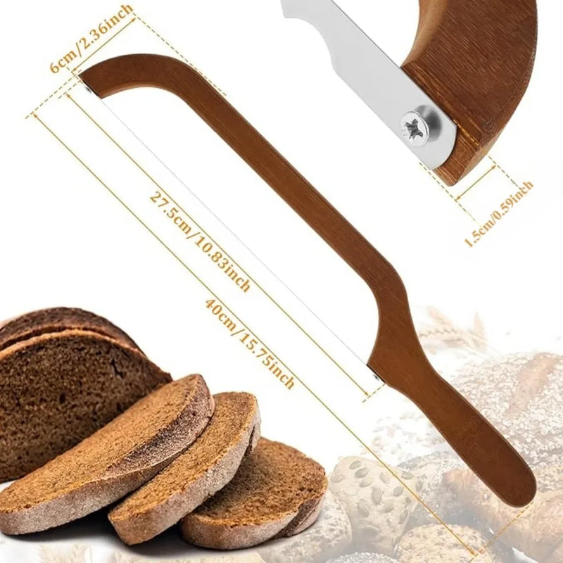 Wooden Bread Knife Slicer Premium Stainless Steel Serrated Saw Bread Cutter for Homemade Bread Bagels Baguettes Serrated Knife