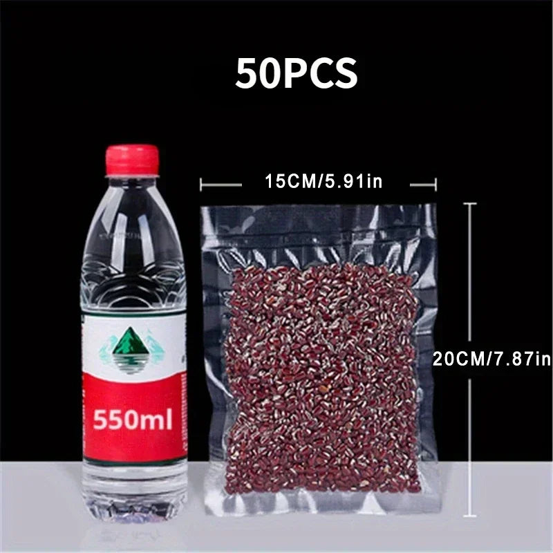 50pcs/Lot BPA-Free Food Vacuum Plastic Sealing Bags Food Preservation Sealed Bag Household Reusable Vacuum Sealer Bag