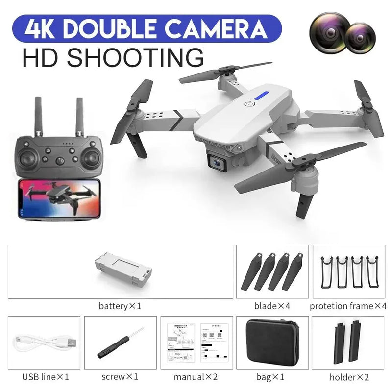 2024 E88Pro RC Drone 4K 1080P Wide Angle HD Camera Foldable Helicopter WIFI FPV Height Hold Gift Toy