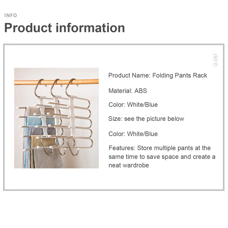 Stainless Steel Retractable Trouser Rack Folding Multi-functional Multi-layer Hanger Home Storage Clothes Drying Rack