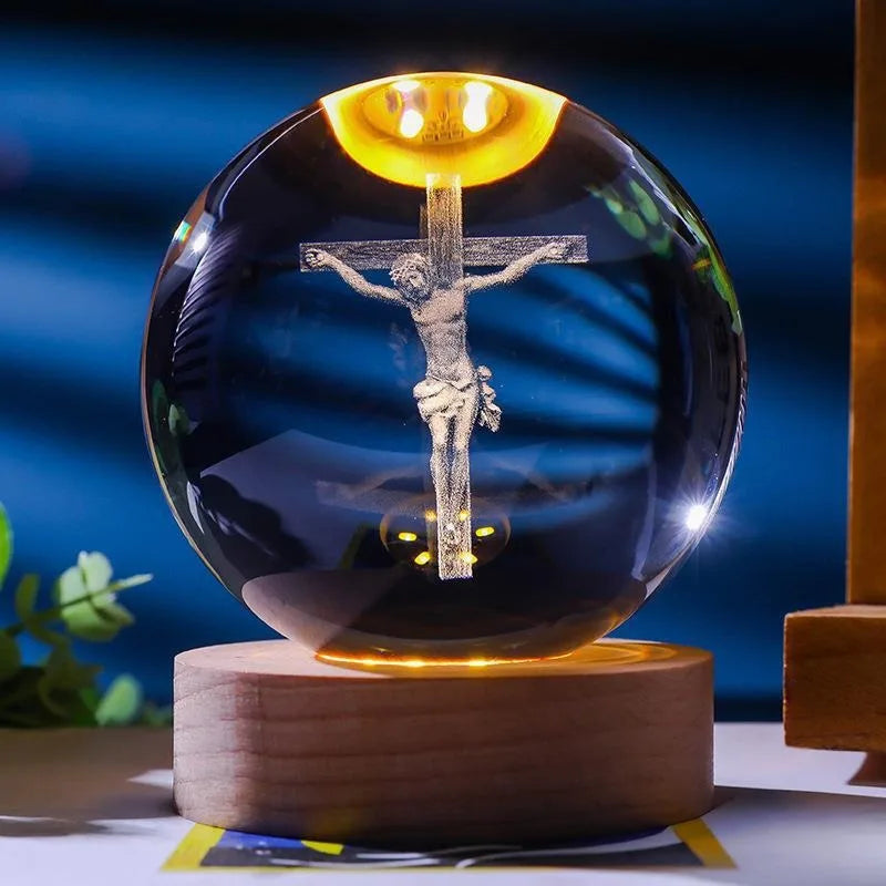 Divine Glow 3D: Jesus Crystal Night Light