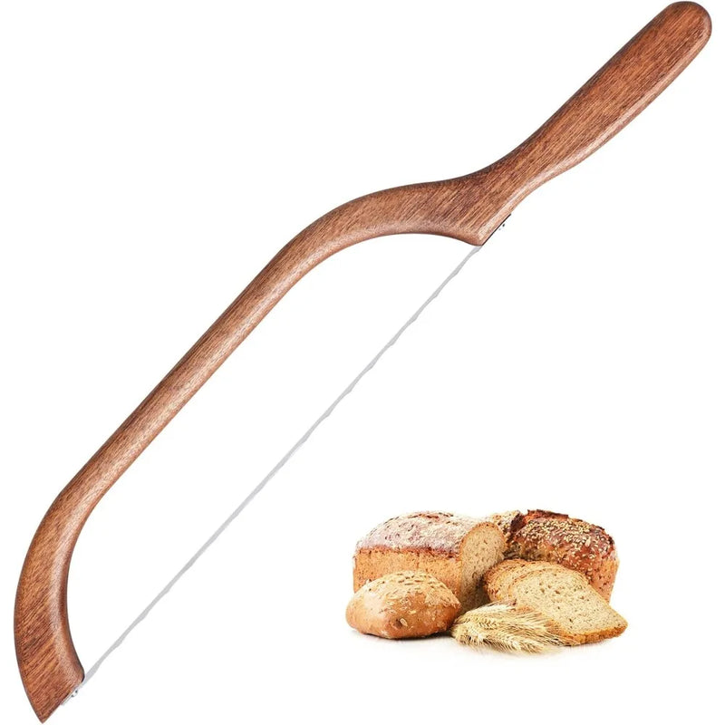 Wooden Bread Knife Slicer Premium Stainless Steel Serrated Saw Bread Cutter for Homemade Bread Bagels Baguettes Serrated Knife